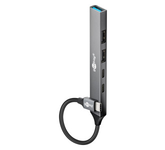 GOOBAY USB hub 74460, 5x θυρών, USB 3.2, 5Gbps, 100W, USB-C σύνδεση, γκρι GOOBAY USB hub 74460, 5x θυρών, USB 3.2, 5Gbps, 100W, USB-C σύνδεση, γκρι