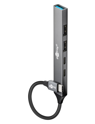 GOOBAY USB hub 74460, 5x θυρών, USB 3.2, 5Gbps, 100W, USB-C σύνδεση, γκρι