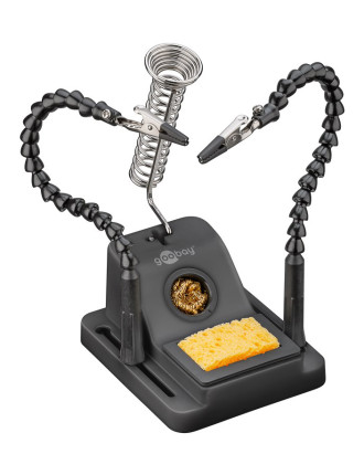 GOOBAY βάση στήριξης πλακέτας 76561 με θέση για κολλητήρι, 2x βραχίονες, μαύρη