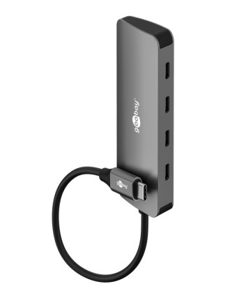 GOOBAY USB hub 76565, 4x θυρών, USB 3.2, 10Gbps, USB-C σύνδεση, γκρι