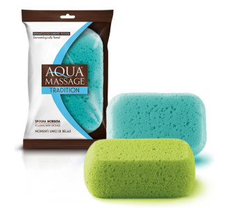 AQUA MASSAGE σφουγγάρι μπάνιου Morbida, 9x14x4.5cm, διάφορα χρώματα
