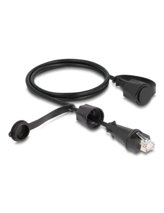 DELOCK καλώδιο δικτύου 80166, CAT 6 STP, με καπάκι, IP68, 1m, μαύρο