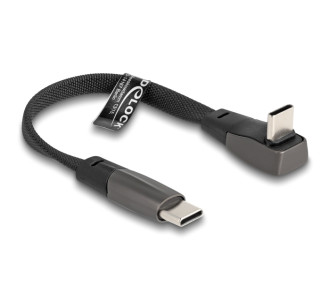 DELOCK καλώδιο USB-C 80750, 60W, flat, γωνιακό, 480 Mbps, 14cm, μαύρο
