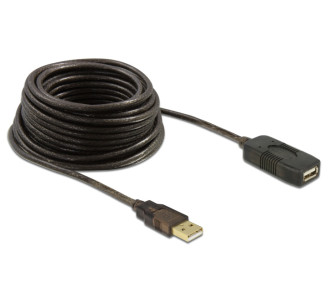 DELOCK καλώδιο USB 2.0 αρσενικό σε θηλυκό 82446, active, 10m, μαύρο