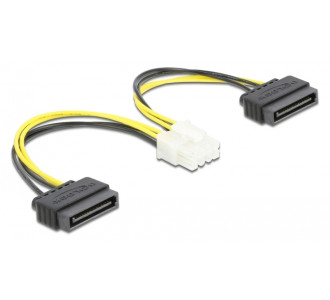 DELOCK καλώδιο EPS 8pin σε 2x SATA 15pin 83020, 15cm