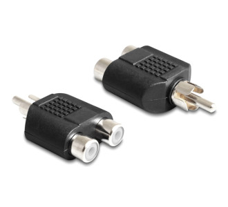 DELOCK αντάπτορας από 2x RCA θηλυκό σε 1x RCA αρσενικό 84499, μαύρος