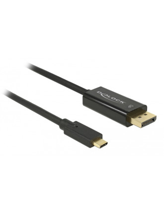 DELOCK καλώδιο USB-C σε DisplayPort 85256, DP Alt Mode, 4K, 2m, μαύρο