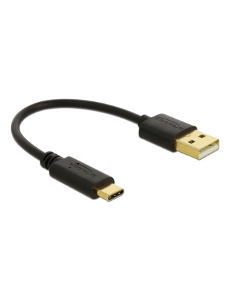 DELOCK καλώδιο USB σε USB-C 85354, 3A, 22AWG, 0.15m, μαύρο