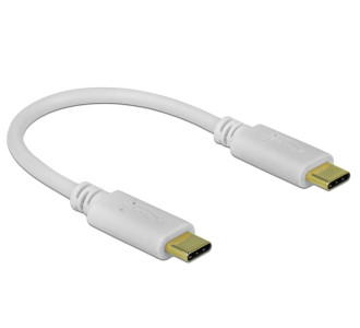 DELOCK καλώδιο USB-C 85357, 100W PD, 5A, 15cm, E-Marker, λευκό