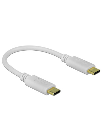 DELOCK καλώδιο USB-C 85357, 100W PD, 5A, 15cm, E-Marker, λευκό