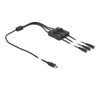 DELOCK καλώδιο USB Type-C σε 3x DC 5.5 x 2.1mm 86801, 1m, μαύρο