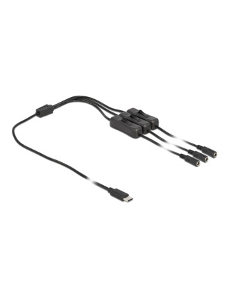 DELOCK καλώδιο USB Type-C σε 3x DC 5.5 x 2.1mm 86801, 1m, μαύρο