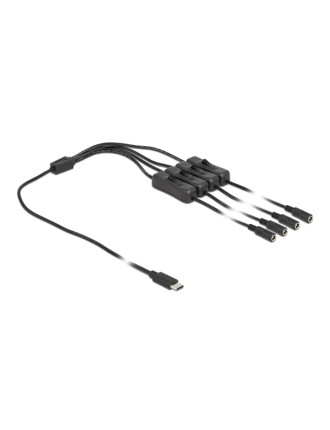 DELOCK καλώδιο USB Type-C σε 4x DC 5.5 x 2.1mm 86802, 1m, μαύρο