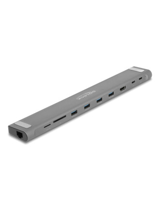 DELOCK docking station 87895, 9 θυρών, βάση laptop, 85W PD, 4K, γκρι