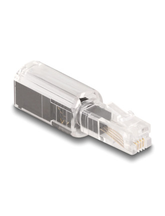 DELOCK βύσμα τηλεφώνου RJ10 88168, 360° περιστρεφόμενο, διάφανο-μαύρο