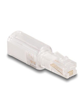 DELOCK βύσμα τηλεφώνου RJ10 88169, 360° περιστρεφόμενο, διάφανο-λευκό