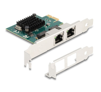 DELOCK κάρτα επέκτασης PCIe x1 σε 2x RJ45 Gigabit 88205, 1000Mbps