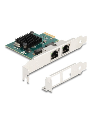 DELOCK κάρτα επέκτασης PCIe x1 σε 2x RJ45 Gigabit 88205, 1000Mbps