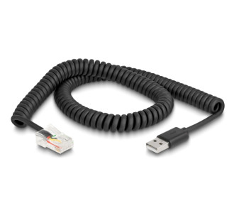 DELOCK καλώδιο USB σε RJ50 90602 για barcode scanner, spiral, 2m, μαύρο