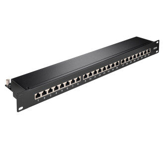 GOOBAY patch panel 90854, 19"/1U, 24x ports, CAT 6a STP, μαύρo