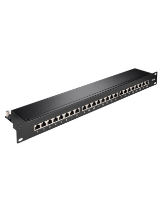 GOOBAY patch panel 90854, 19"/1U, 24x ports, CAT 6a STP, μαύρo