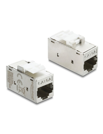 DELOCK Keystone module RJ45 90989, θηλυκό σε θηλυκό, Cat 6A STP, ασημί DELOCK Keystone module RJ45 90989, θηλυκό σε θηλυκό, Cat 6A STP, ασημί