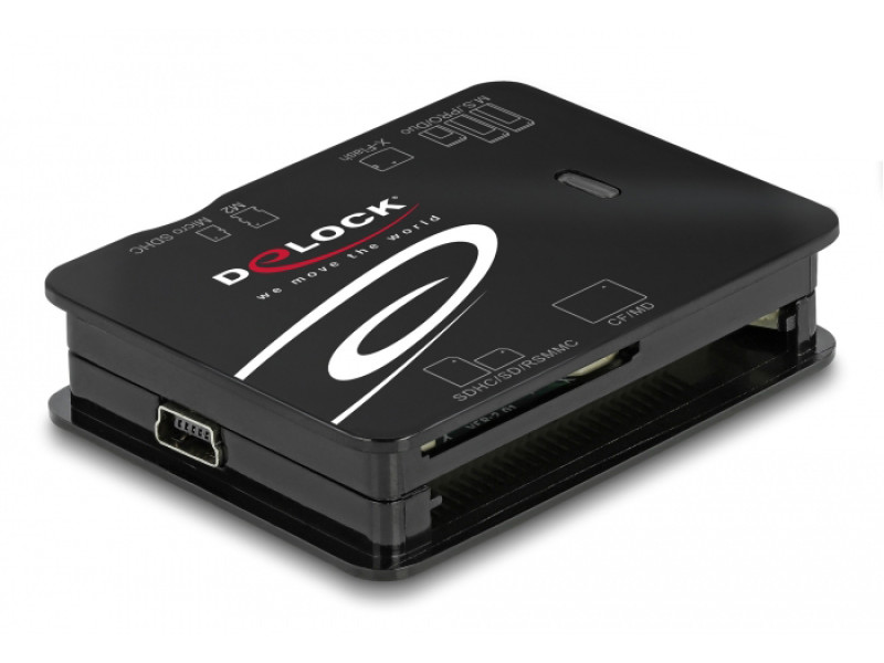 DELOCK card reader 91007 για Micro SD/SD/CF/MS/xD/M2, μαύρο