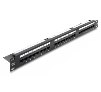 DELOCK patch panel 91087 για rack 19", 1U, 24 θυρών, CAT 6 UTP, με LED, μαύρο