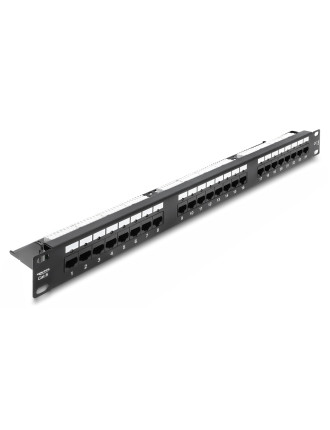 DELOCK patch panel 91087 για rack 19", 1U, 24 θυρών, CAT 6 UTP, με LED, μαύρο