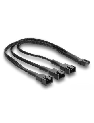 DELOCK καλώδιο 1x 4pin PWM σε 1x 4pin PWM + 2x 3pin 91366 για ανεμιστήρες, 25cm, μαύρο