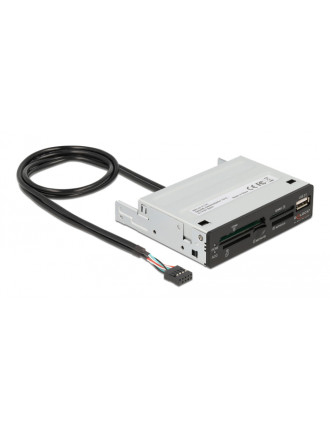 DELOCK USB 9-pin card reader 91708, CF/SD/XD/MS/Micro SD/USB, 3.5" bay