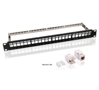 GOOBAY Keystone patch panel 95336 με 24 modules, 19"/1U, 24 ports, μαύρo