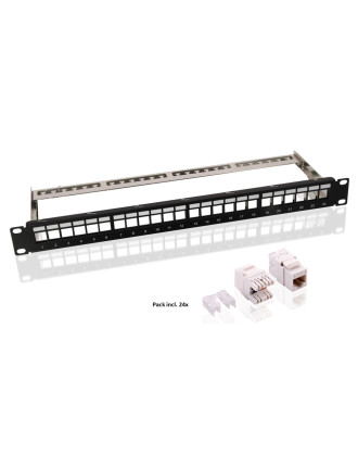 GOOBAY Keystone patch panel 95336 με 24 modules, 19"/1U, 24 ports, μαύρo