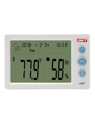UNI-T θερμόμετρο & υγρασιόμετρο A13T, λειτουργία ρολόι & ξυπνητήρι UNI-T θερμόμετρο & υγρασιόμετρο A13T, λειτουργία ρολόι & ξυπνητήρι