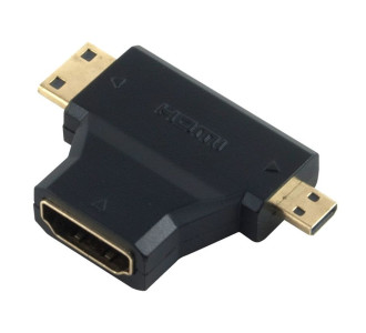 POWERTECH αντάπτορας HDMI σε Mini HDMI & Micro HDMI ADA-H004, μαύρος