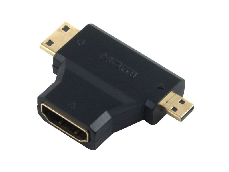 POWERTECH αντάπτορας HDMI σε Mini HDMI & Micro HDMI ADA-H004, μαύρος