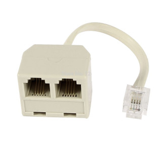 POWERTECH αντάπτορας RJ11 4P4C αρσενικό σε 2x θηλυκό ADA-T001, λευκός