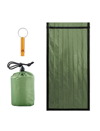 Θερμική κουβέρτα επιβίωσης AG404D με σφυρίχτρα, 90x200cm, πράσινη