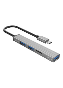 ORICO USB hub AH-12F με card reader, 3 θυρών, 5Gbps, USB-C σύνδεση, γκρι