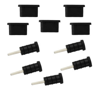Σετ καλύμματα προστασίας για θύρα USB-C & 3.5mm AK327, μαύρο, 10τμχ
