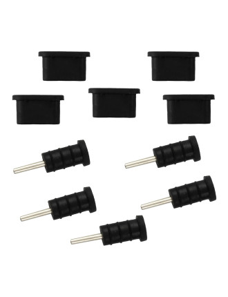 Σετ καλύμματα προστασίας για θύρα USB-C & 3.5mm AK327, μαύρο, 10τμχ