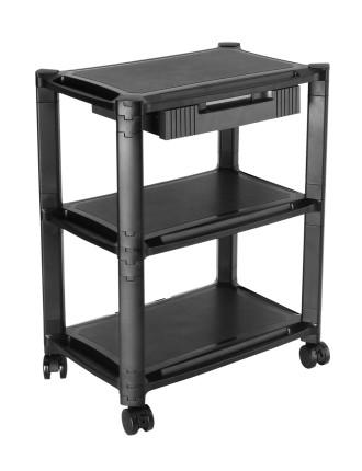 BRATECK ραφιέρα δαπέδου AMS-5L με ροδάκια, 3 ράφια, 50x33x63.5cm, έως 10kg, μαύρη