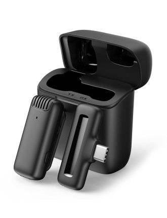 APEXEL ασύρματο μικρόφωνο APL-MIC007 με θήκη φόρτισης, USB-C, 2.4GHz, μαύρο