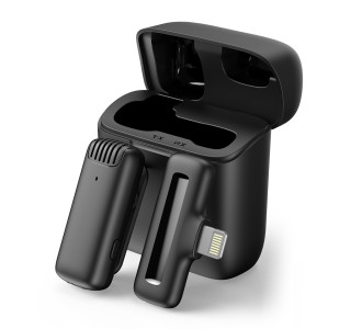 APEXEL ασύρματο μικρόφωνο APL-MIC013 με θήκη φόρτισης, Lightning, 2.4GHz, μαύρο