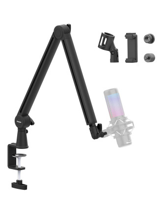 PRIZMORA βάση γραφείου για μικρόφωνο/smartphone AS26 με βραχίονα 2 σημείων, μαύρη