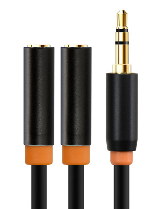 CABLETIME καλώδιο ήχου 3.5mm σε 2x 3.5mm CT-AV309-P12G, 20cm, μαύρο