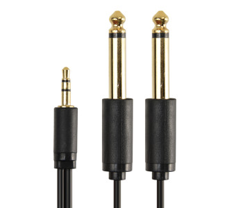 CABLETIME καλώδιο ήχου 3.5mm σε 2x 6.35mm AV310-17G, 1.8m, μαύρο