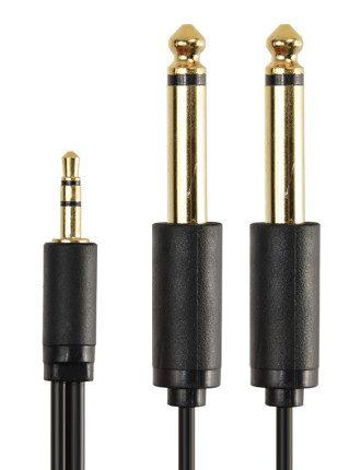 CABLETIME καλώδιο ήχου 3.5mm σε 2x 6.35mm AV310-17G, 1.8m, μαύρο
