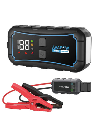 AVAPOW εκκινητής μπαταρίας αυτοκινήτου E5 Pro με φακό, 12V/2000A, 12000mAh