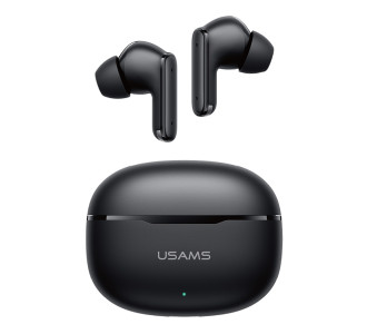 USAMS earphones με θήκη φόρτισης E05, True Wireless, BT 6.0, μαύρα